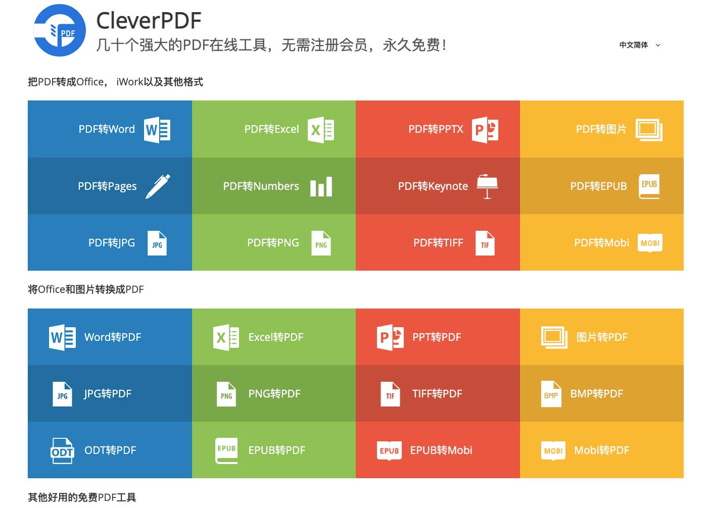 CleverPDF | 44个强大的PDF在线工具，无需注册会员，永久免费！ | 图钉办公